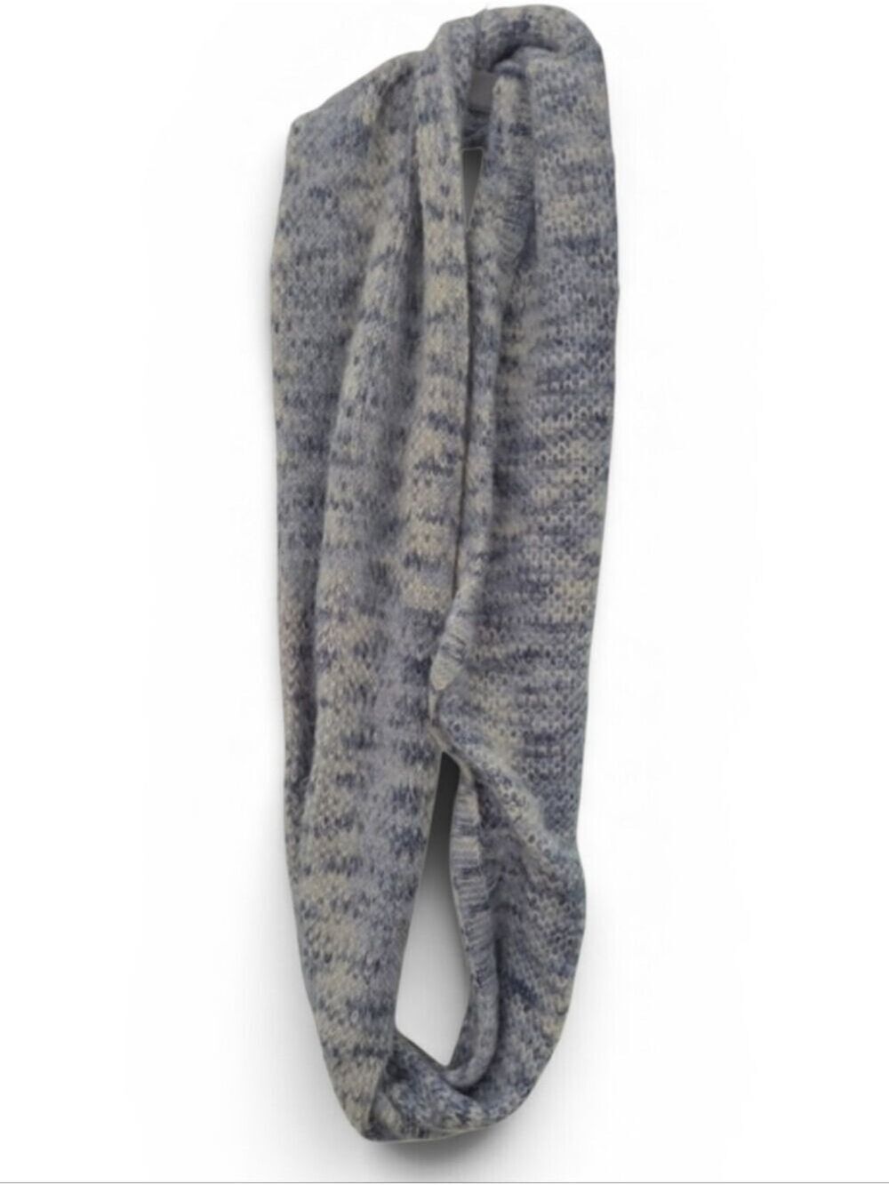 Handmade Marled Gray Blue Knit Infinity Scarf